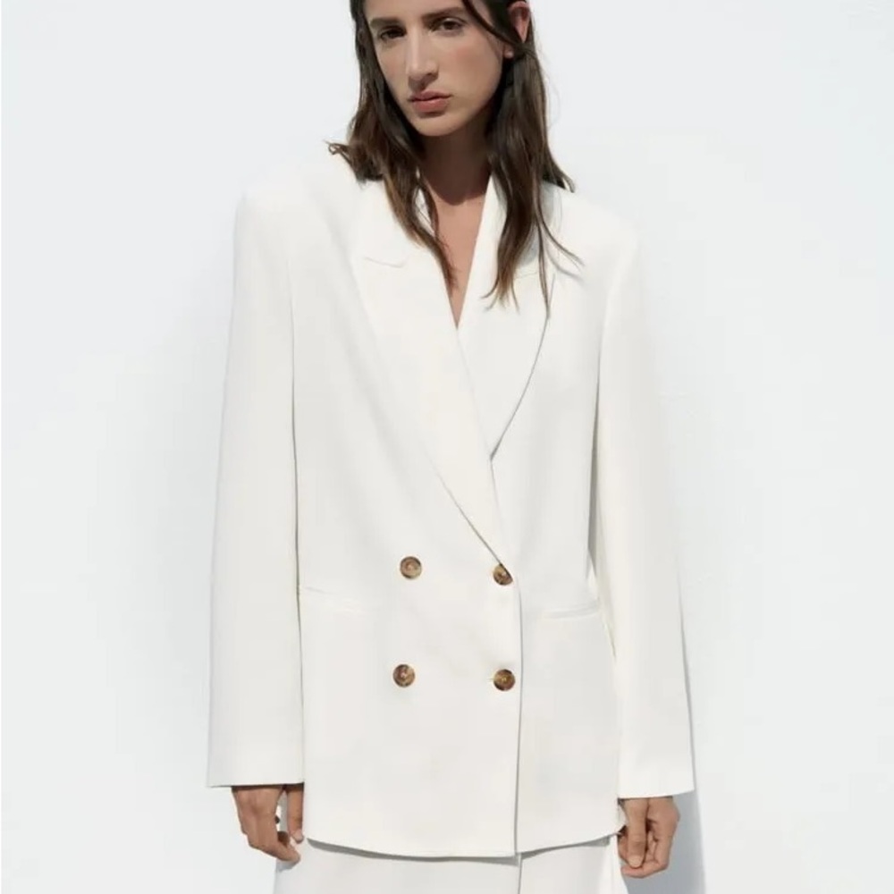 NWT Zara White Double Breasted Blazer